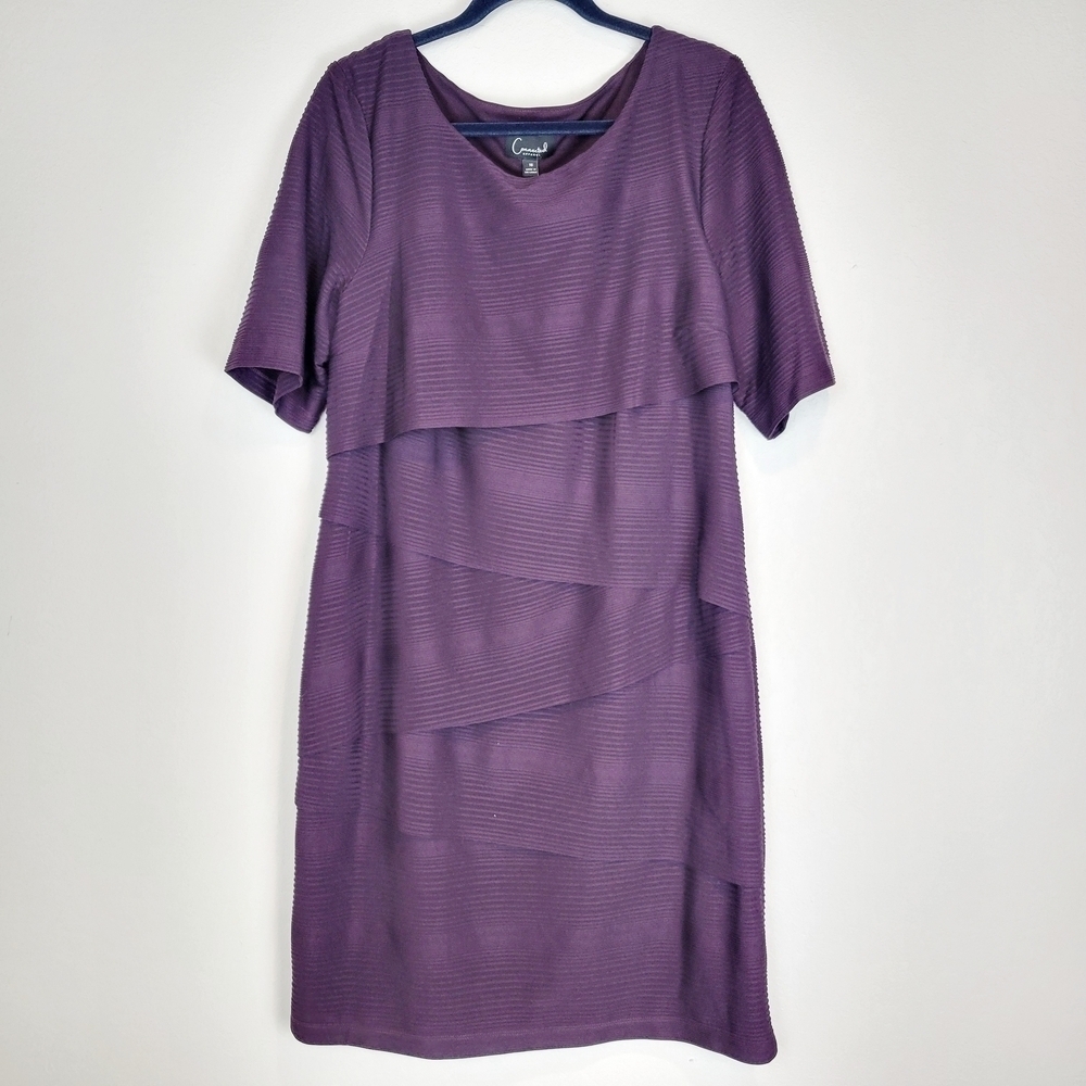 NWT Connected Apparel Textured Knit Sheath Dress in Bordeaux Size 16 - Picture 2 of 8